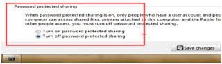 Trun off password protected sharing