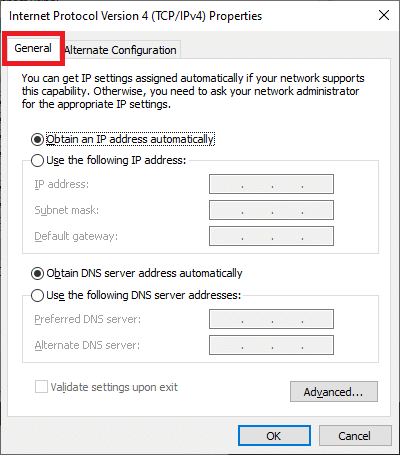 obtain an IP address automatically